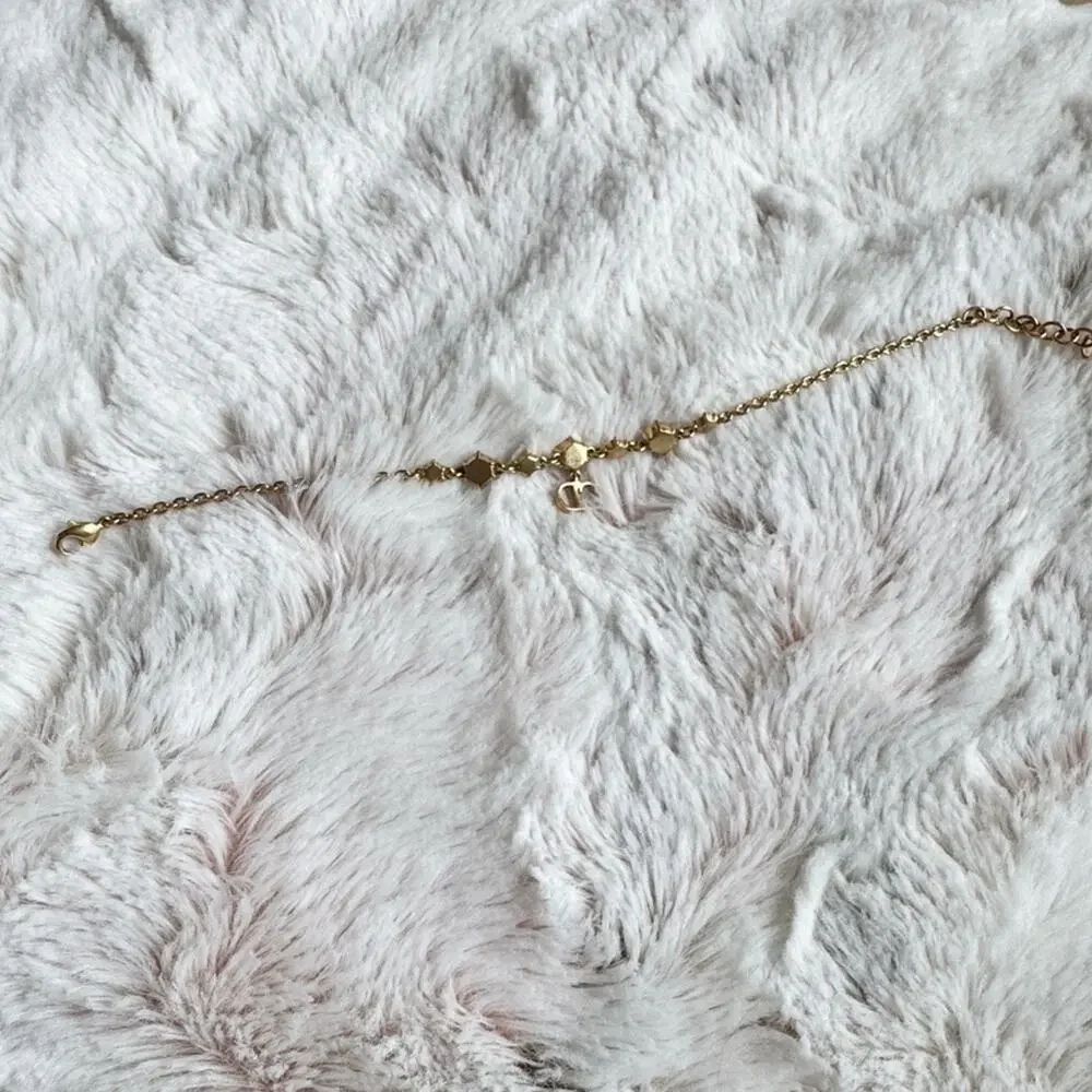 Dior Clair D Lune Crystal Bracelet Gold CD Charm Authentic Minimalist Dainty